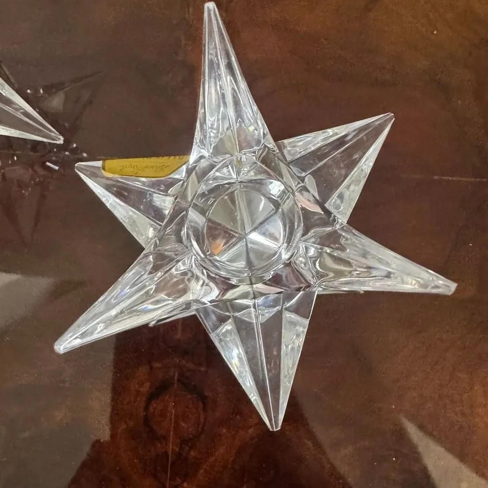 Rosenthal 2 Pair Kosta Star Atomic Crystal Candle Holders Signed New